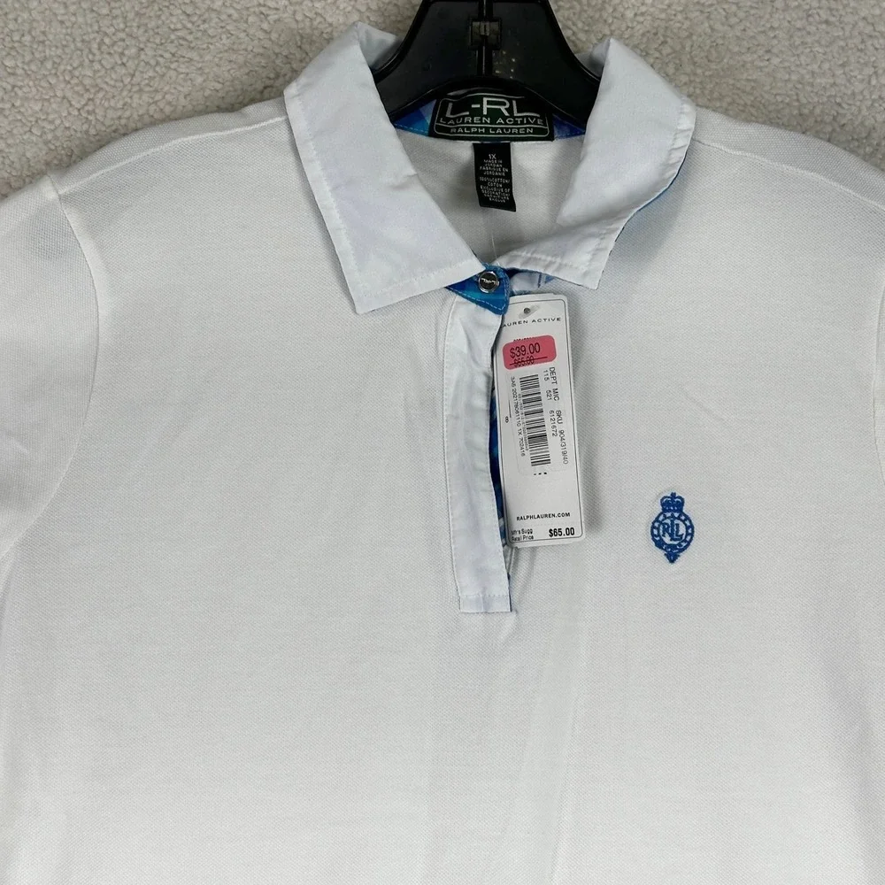 Ralph‎ Lauren Lauren Active Polo Shirt Women 1X White Preppy Sporty